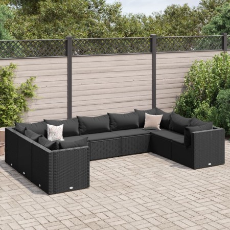 Garden furniture set 9 pieces and black synthetic rattan cushions by , Garden sets - Ref: Foro24-3308267, Price: 699,60 €, Di...