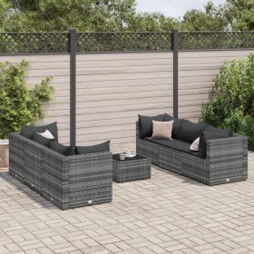 7-piece garden furniture set with gray synthetic rattan cushions by , Garden sets - Ref: Foro24-3308026, Price: 422,70 €, Dis...