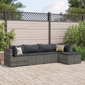 Gartenmöbel-Set 5-teilig mit grauen Polstern aus synthetischem Rattan von , Gartensets - Ref: Foro24-3308058, Preis: 279,99 €...