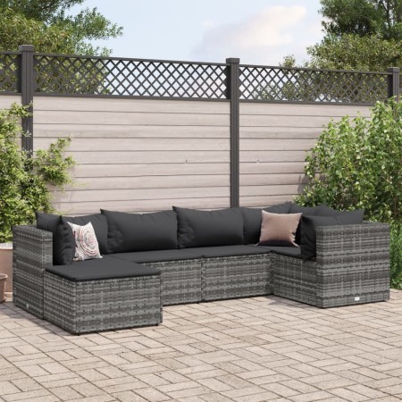 Gartenmöbel-Set 6-teilig mit grauen Polstern aus synthetischem Rattan von , Gartensets - Ref: Foro24-3308210, Preis: 371,37 €...