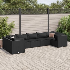 Gartenmöbel-Set und Kissen, 7-teilig, aus schwarzem synthetischem Rattan. von , Gartensets - Ref: Foro24-3308259, Preis: 572,...