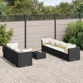 Garden furniture set 8 pieces and black synthetic rattan cushions by , Garden sets - Ref: Foro24-3308032, Price: 533,56 €, Di...