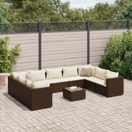 Gartenmöbel-Set, 10-teilig, mit braunen Kissen aus synthetischem Rattan. von , Gartensets - Ref: Foro24-3308273, Preis: 620,1...