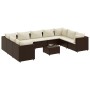 Garden furniture set 10 pieces and brown synthetic rattan cushions by , Garden sets - Ref: Foro24-3308273, Price: 619,64 €, D...