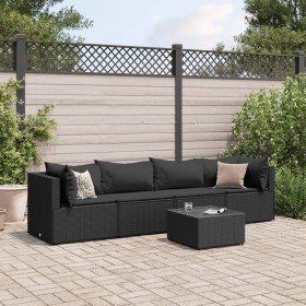 Gartenmöbel-Set 5-teilig mit schwarzen Polstern aus synthetischem Rattan von , Gartensets - Ref: Foro24-3308011, Preis: 381,4...