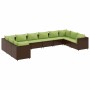 Garden furniture set 10 pieces and brown synthetic rattan cushions by , Garden sets - Ref: Foro24-3308286, Price: 742,32 €, D...