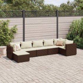 Garden furniture set, 7 pieces, with brown synthetic rattan cushions. by , Garden sets - Ref: Foro24-3308225, Price: 498,86 €...