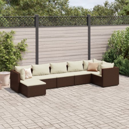 Garden furniture set, 7 pieces, with brown synthetic rattan cushions. by , Garden sets - Ref: Foro24-3308225, Price: 499,27 €...