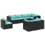 Set de muebles de jardín 8 pzas y cojines ratán sintético negro de , Conjuntos de jardín - Ref: Foro24-3308196, Precio: 588,9...