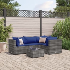 Gartenmöbel-Set 5-teilig mit grauen Polstern aus synthetischem Rattan von , Gartensets - Ref: Foro24-3308087, Preis: 280,99 €...