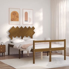 Bed for seniors headboard solid wood honey brown by vidaXL, Beds and slatted bases - Ref: Foro24-3195524, Price: 156,19 €, Di...