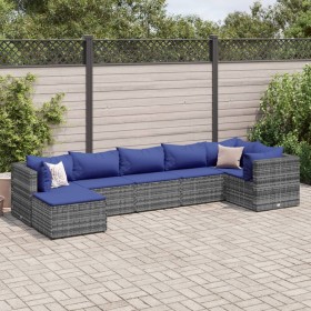 7-piece garden furniture set with gray synthetic rattan cushions by , Garden sets - Ref: Foro24-3308231, Price: 403,64 €, Dis...