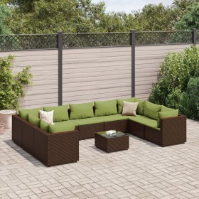 Garden furniture set 10 pieces and brown synthetic rattan cushions by , Garden sets - Ref: Foro24-3308278, Price: 707,99 €, D...