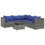 6-piece garden furniture set with gray synthetic rattan cushions by , Garden sets - Ref: Foro24-3308135, Price: 337,49 €, Dis...