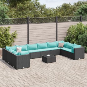 Garden furniture set 11 pieces and black synthetic rattan cushions by , Garden sets - Ref: Foro24-3308292, Price: 773,99 €, D...