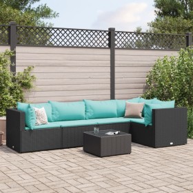 Garden furniture set, 6 pieces, with black synthetic rattan cushions. by , Garden sets - Ref: Foro24-3308100, Price: 410,89 €...