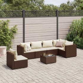 Gartenmöbel-Set, 7-teilig, mit braunen Polstern aus synthetischem Rattan. von , Gartensets - Ref: Foro24-3308177, Preis: 569,...