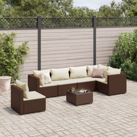 Garden furniture set, 7 pieces, with brown synthetic rattan cushions. by , Garden sets - Ref: Foro24-3308177, Price: 570,76 €...