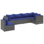 Set de muebles de jardín 6 pzas y cojines ratán sintético gris de , Conjuntos de jardín - Ref: Foro24-3308175, Precio: 362,52...