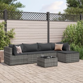 Gartenmöbel-Set 6-teilig mit grauen Polstern aus synthetischem Rattan von , Gartensets - Ref: Foro24-3308066, Preis: 334,29 €...