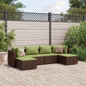 Gartenmöbel-Set, 6-teilig, mit braunen Kunststoff-Rattan-Kissen. von , Gartensets - Ref: Foro24-3308246, Preis: 372,99 €, Rab...