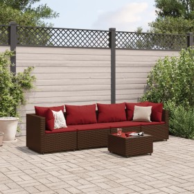 Gartenmöbel-Set, 5-teilig, mit braunen Kissen aus synthetischem Rattan. von , Gartensets - Ref: Foro24-3308013, Preis: 290,07...