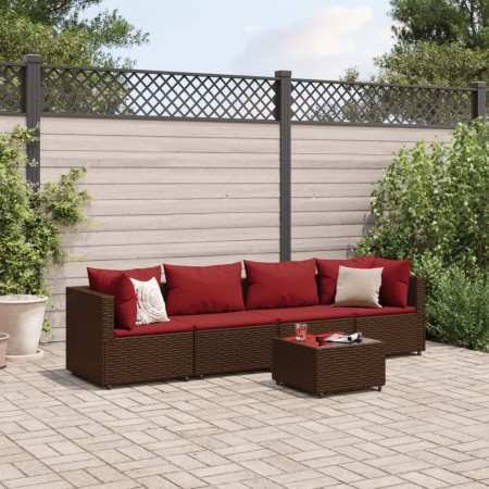 Garden furniture set, 5 pieces, with brown synthetic rattan cushions. by , Garden sets - Ref: Foro24-3308013, Price: 291,74 €...