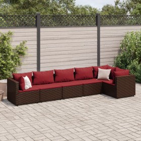 Garden furniture set, 6 pieces, with brown synthetic rattan cushions. by , Garden sets - Ref: Foro24-3308109, Price: 489,99 €...