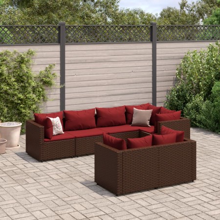 Gartenmöbel-Set, 7-teilig, mit braunen Polstern aus synthetischem Rattan. von , Gartensets - Ref: Foro24-3308189, Preis: 543,...