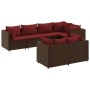 Garden furniture set, 7 pieces, with brown synthetic rattan cushions. by , Garden sets - Ref: Foro24-3308189, Price: 546,63 €...