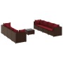 Garden furniture set 9 pieces with brown synthetic rattan cushions by , Garden sets - Ref: Foro24-3308045, Price: 535,75 €, D...