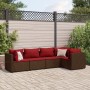 Gartenmöbel-Set, 5-teilig, mit braunen Kissen aus synthetischem Rattan. von , Gartensets - Ref: Foro24-3308093, Preis: 376,94...