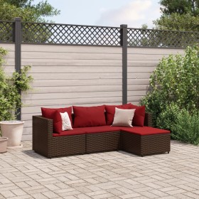 Garden furniture set 4 pieces with brown synthetic rattan cushions by , Garden sets - Ref: Foro24-3308053, Price: 279,99 €, D...