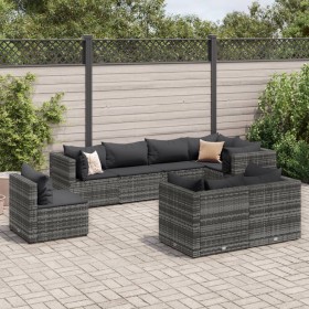 Gartenmöbel-Set 8-teilig mit grauen Polstern aus synthetischem Rattan von , Gartensets - Ref: Foro24-3308194, Preis: 510,99 €...