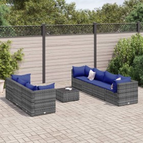 Garden furniture set 8 pieces and gray synthetic rattan cushions by , Garden sets - Ref: Foro24-3308039, Price: 454,00 €, Dis...