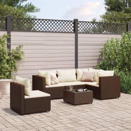 Garden furniture set, 6 pieces, with brown synthetic rattan cushions. by , Garden sets - Ref: Foro24-3308161, Price: 446,65 €...