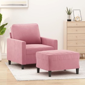 Sessel mit Hocker aus rosa Samt, 60 cm. von , Sofas - Ref: Foro24-3201048, Preis: 207,99 €, Rabatt: %