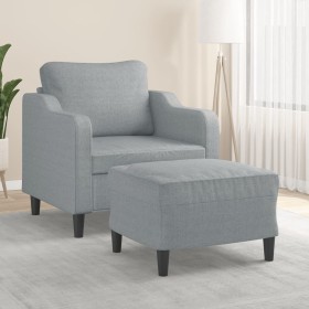 Armchair with light gray fabric stool 60 cm by , Sofas - Ref: Foro24-3201127, Price: 231,11 €, Discount: %