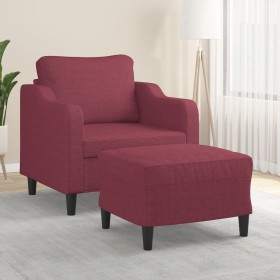 Sillón con taburete tela rojo tinto 60 cm de , Sofás - Ref: Foro24-3201133, Precio: 214,99 €, Descuento: %