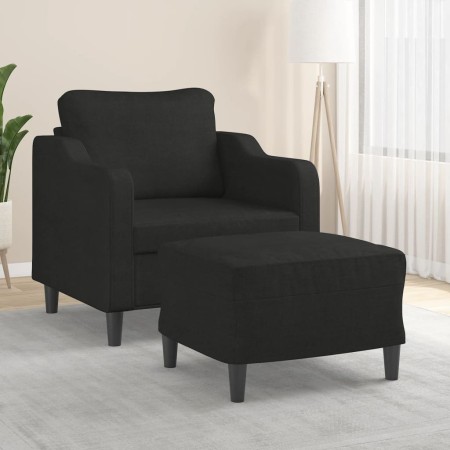 Sillón con taburete tela negro 60 cm de , Sofás - Ref: Foro24-3201131, Precio: 218,10 €, Descuento: %