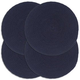 Round individual placemat set of 4, plain navy blue cotton, 38 cm. by , Placemats - Ref: Foro24-133850, Price: 25,99 €, Disco...