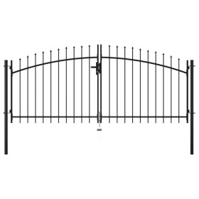 Double gate for fence with spear tips 300x150 cm by , garden gates - Ref: Foro24-144359, Price: 183,39 €, Discount: %