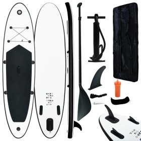 Schwarz-weißes aufblasbares Paddle-Board-Set von vidaXL, Paddleboards - Ref: Foro24-92728, Preis: 189,99 €, Rabatt: %