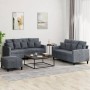 Dreiteiliges Sofaset mit dunkelgrauen Samtkissen. von , Sofas - Ref: Foro24-3201711, Preis: 539,67 €, Rabatt: %