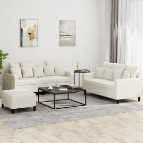 3-piece cream velvet sofa set with cushions by , Sofas - Ref: Foro24-3201718, Price: 521,99 €, Discount: %