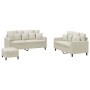 3-piece cream velvet sofa set with cushions by , Sofas - Ref: Foro24-3201718, Price: 521,99 €, Discount: %