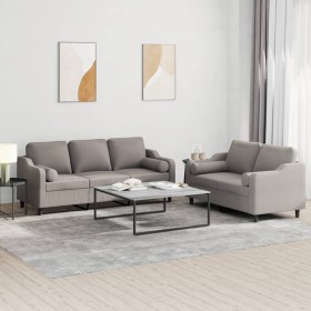 Zweiteiliges Sofaset mit Kissen in Grau-Taupe-Stoff. von , Sofas - Ref: Foro24-3201857, Preis: 585,99 €, Rabatt: %