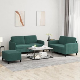 Dreiteiliges Samt-Sofaset in dunkelgrün. von , Sofas - Ref: Foro24-3201986, Preis: 528,01 €, Rabatt: %