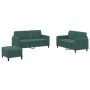 Dreiteiliges Samt-Sofaset in dunkelgrün. von , Sofas - Ref: Foro24-3201986, Preis: 523,99 €, Rabatt: %