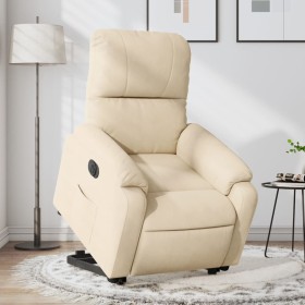 Sillón eléctrico reclinable elevable tela microfibra crema de , Sillones - Ref: Foro24-3204947, Precio: 324,93 €, Descuento: %